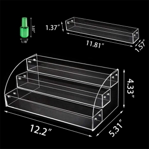 Assembled clear 3 tiers nail polish acrylic display stand 