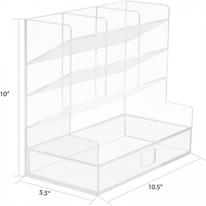 Large capacity lucite acrylic pen holder display stand with drawer 