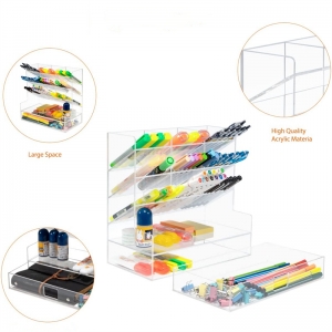 YAGELI 8 compartments acrylic pen holder display stand with drawer 