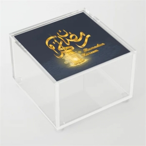 Transparent graphic design ramadan muslim acrylic boxes with lid 