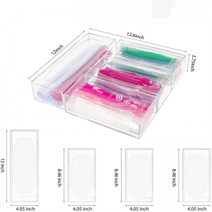 Assembled 4 slots acrylic food baggie & wrap dispenser box 