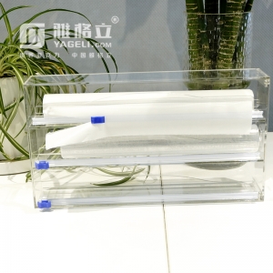 3 tiers acrylic plastic film wrap dispenser for kitchen organizer 