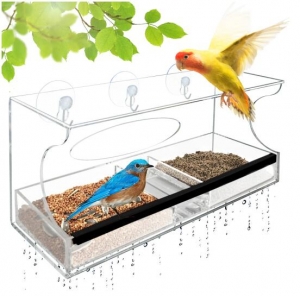 Clear Plastic Window Bird Feeder Houses 
