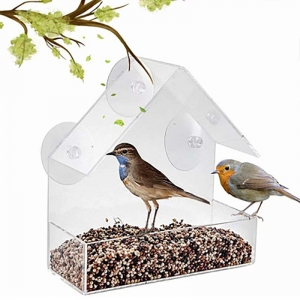 Clear Plastic Window Bird Feeder Houses 