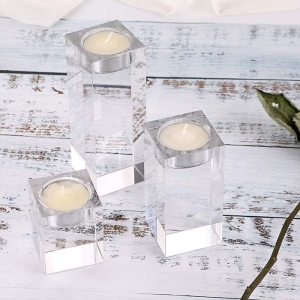 Clear Tea Light Candle Holders Square Candle Stand 