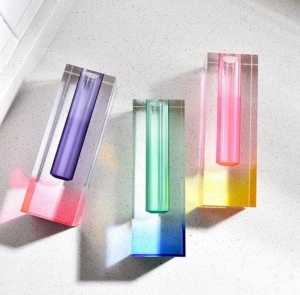 Color Modern Lucite Prism Vase 