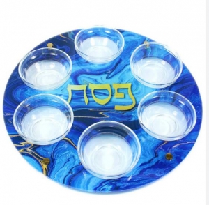 Acrylic Judaica Modern Passover Seder Plate 