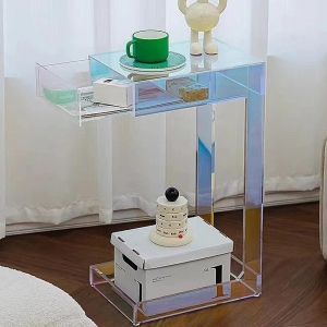 acrylic side table with drawer 