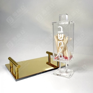 Personalized Judaica Shabbat lucite match besamim holder 