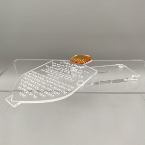 Personalized Chanukah Lucite Dreidel Card with Base 