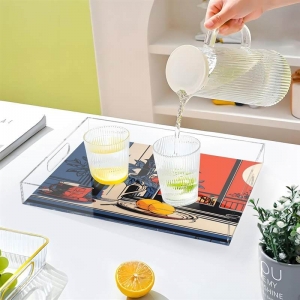 Custom transparent acrylic serving tray with insert 