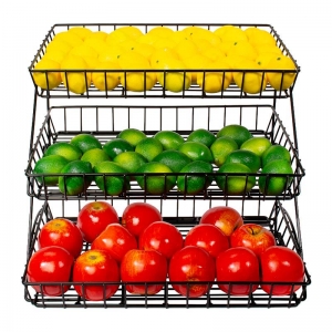 Multi-tiered metal fruit basket stand