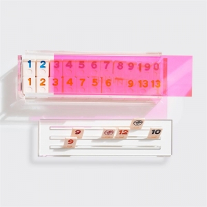 Colorful Clear Lid Acrylic Rummy Tile Game Set 
