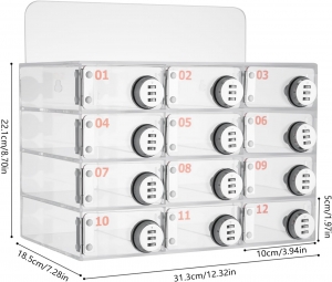 Acrylic Cell Phone Storage Locker with Combination Locks 