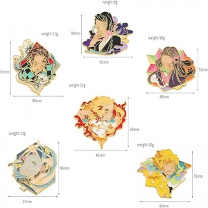 Colorful alloy anime keychain pin set 