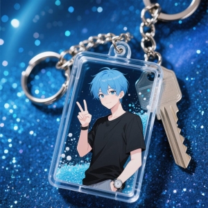 Custom Acrylic Quicksand Mahjong Pendant Keychain 