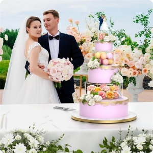 Round DIY clear acrylic cake display stand for Party 