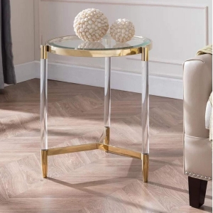 Modern Round Coffee Table with Glass Top 