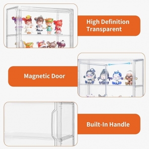 Clear Acrylic Display Case with Dividers for Figurine and Collectible Storage 
