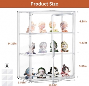 Clear Acrylic Display Case with Dividers for Figurine and Collectible Storage 