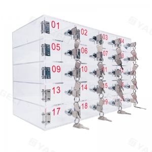 20-Compartment Lockable Acrylic Cell Phone Cabinet 