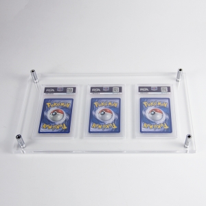 3-Slot Acrylic Display Stand for Graded TCG Card Slabs (PSA/BGS Compatible)