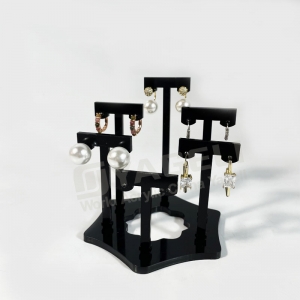 UV-Resistant Black Acrylic Multi-Tier Jewelry Display Stand 