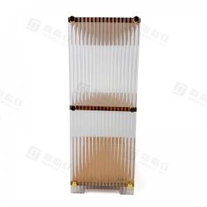 3-Tier Bamboo & Fluted Acrylic Desktop Organizer Shelf 