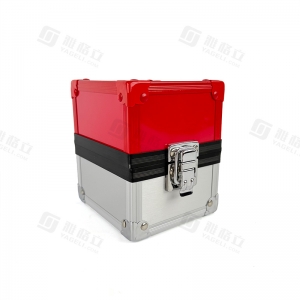 Red & Silver Metal Deck Box with Secure Locking Latch
