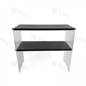 3-Tier Bamboo & Fluted Acrylic Desktop Organizer Shelf 