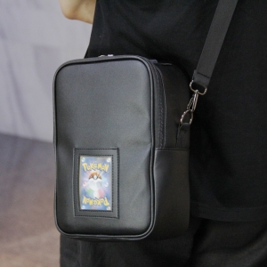 Black Oxford Crossbody Trading Card Bag with Display Window 