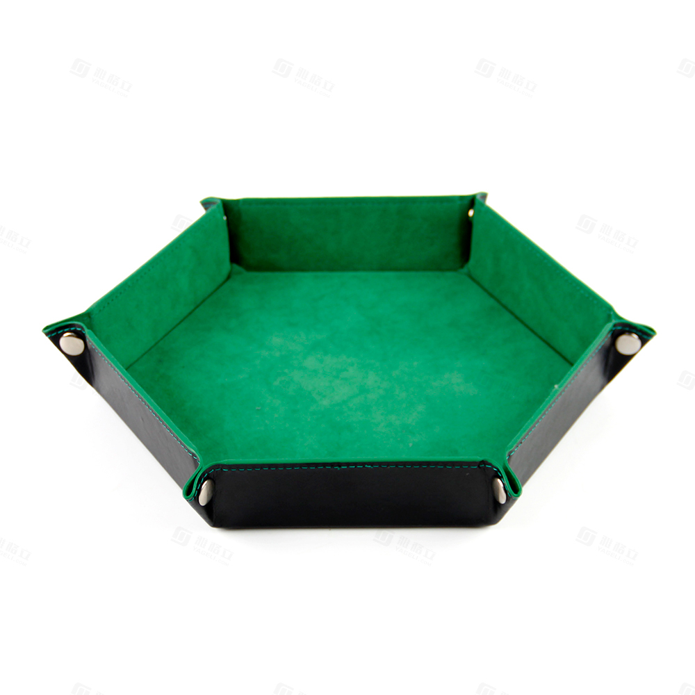 A Customizable PU Leather Hexagon Dice Storage Option